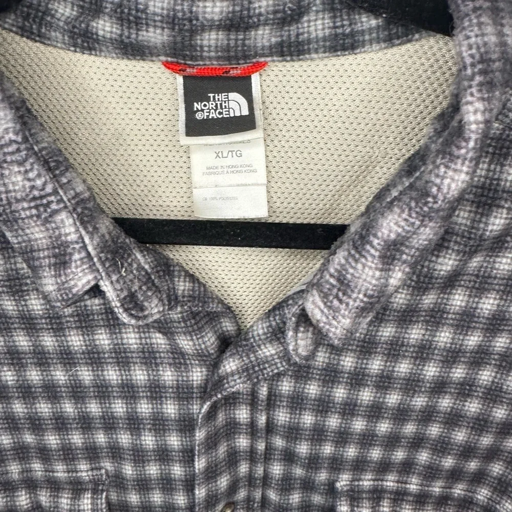 The North Face Plaid Button Down Shirt XL Gray Check Lightweight Flannel
